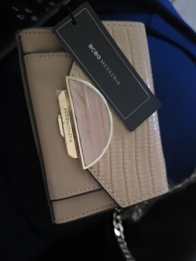 BCBGMaxAzria Taupe and Gold Mini Crossbody Bag